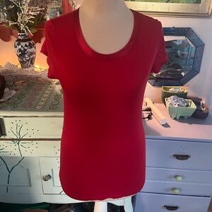 Banana Republic Red Tee Shirt S Stretch Cotton Fitted Style Dressy VGUC